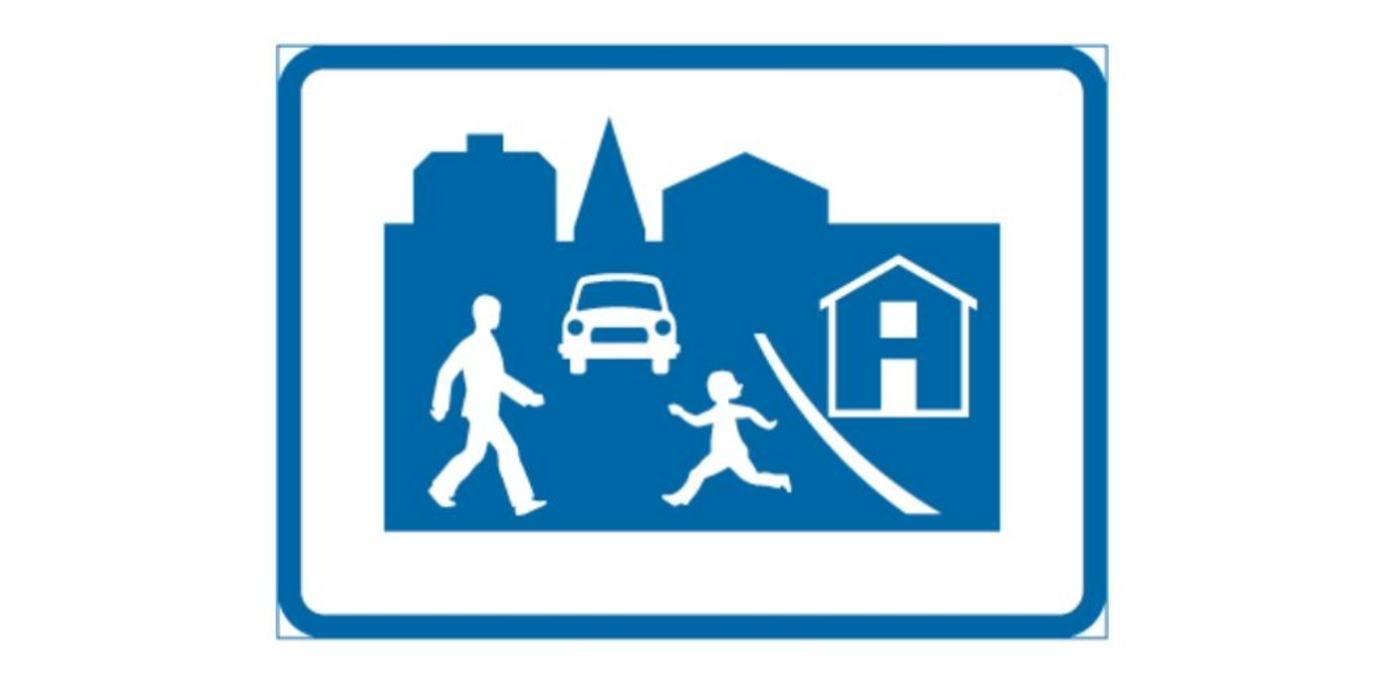 Gångfartsområde trafikskylt