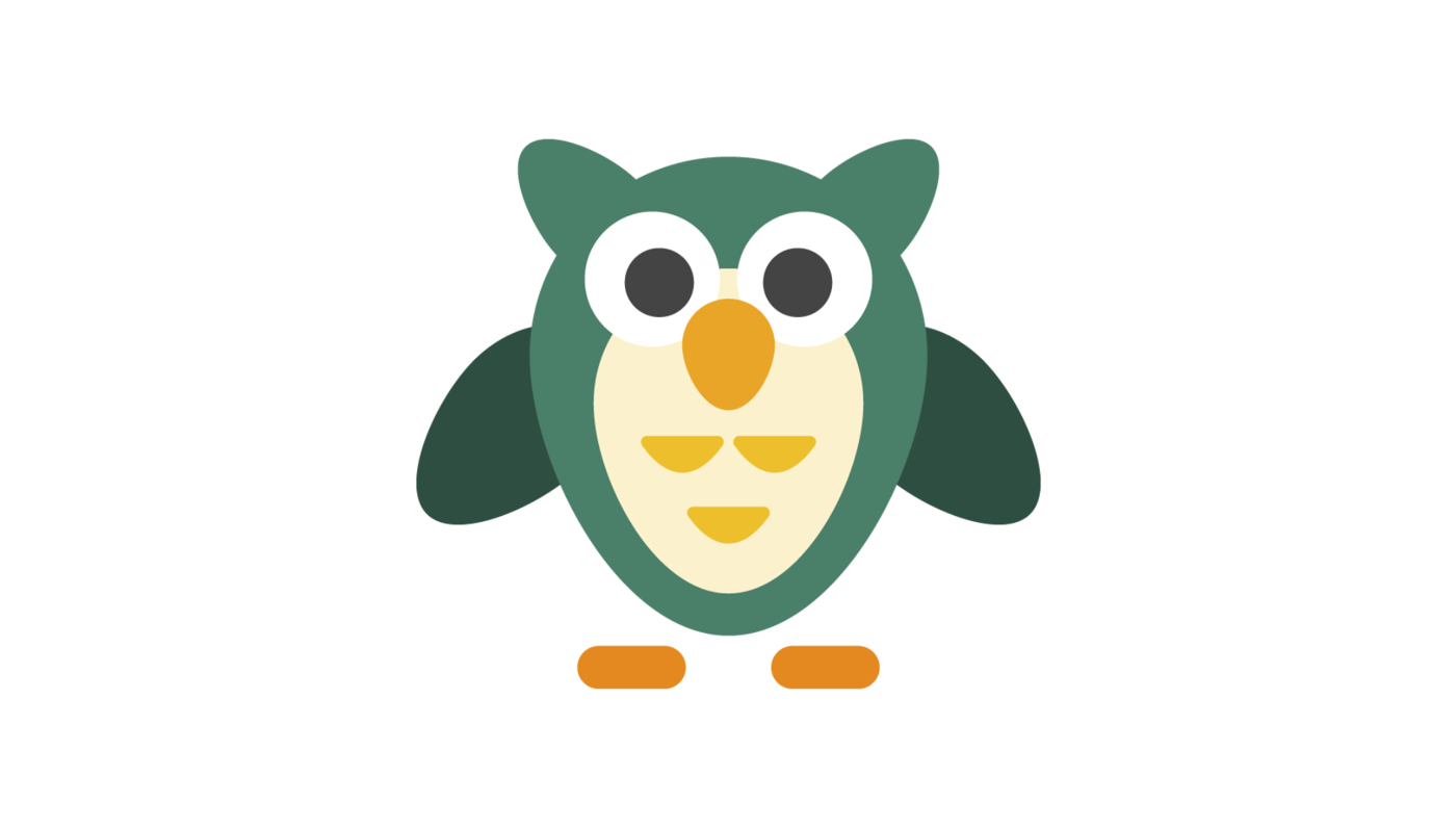 Illustrerad grön uggla.