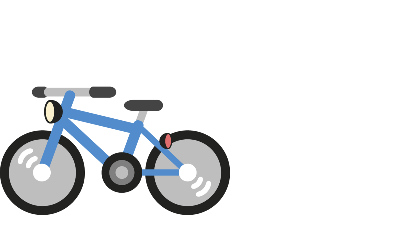 Illustrerad blå cykel.