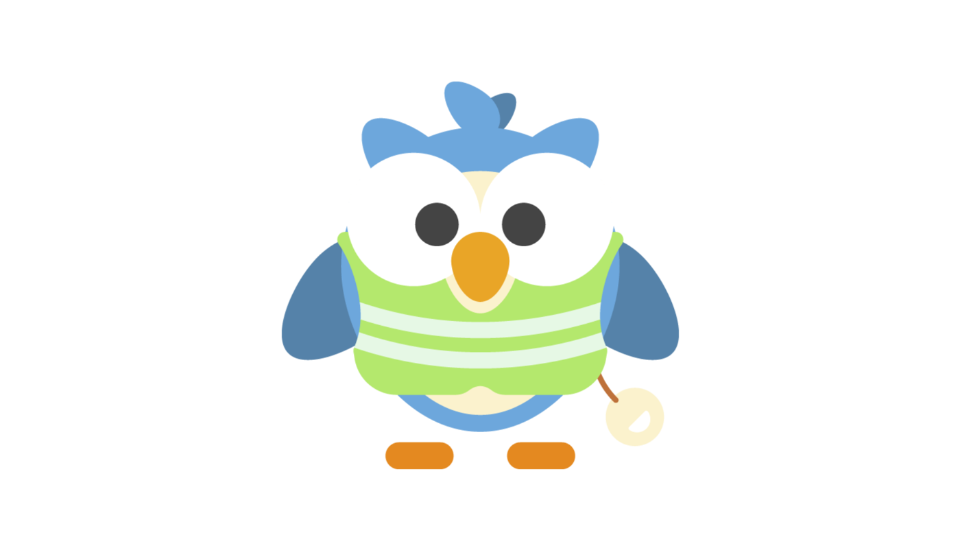 Illustrerad röd uggla med reflexväst.