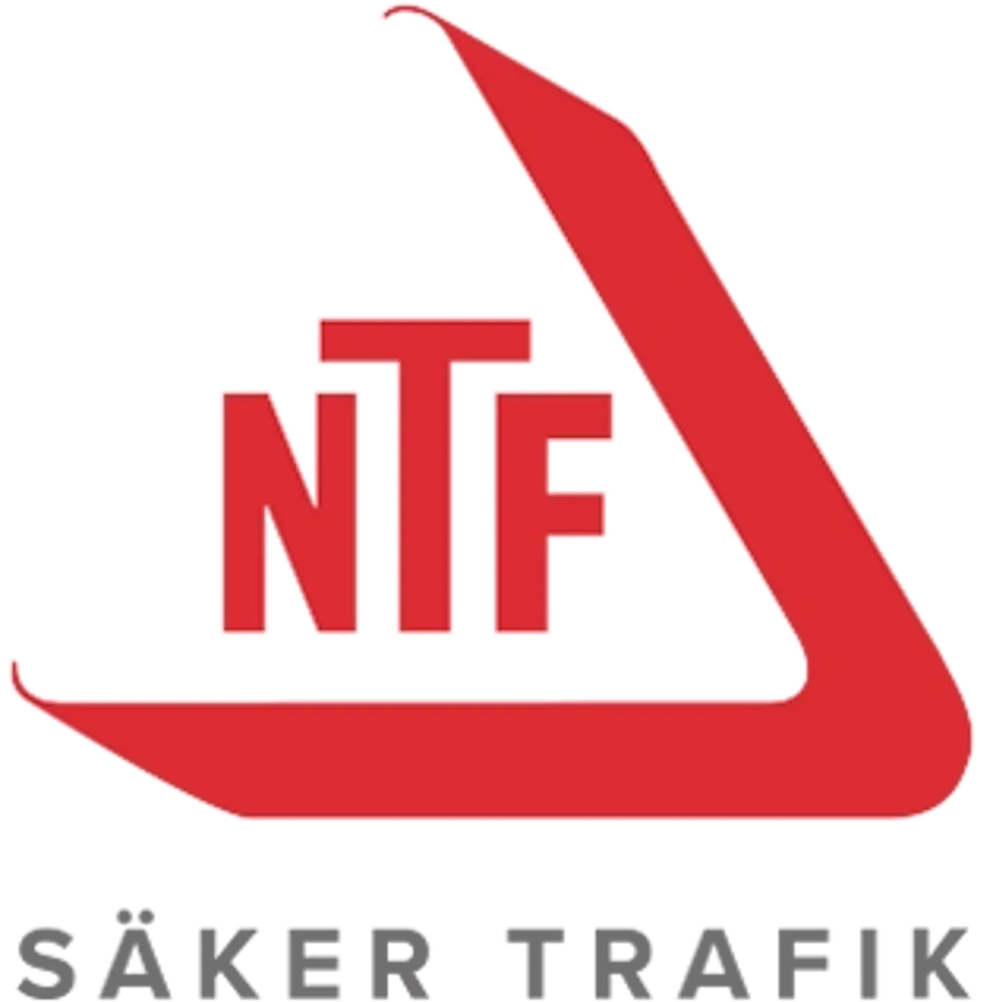 En röd loga med texten "NTF Säker Trafik"