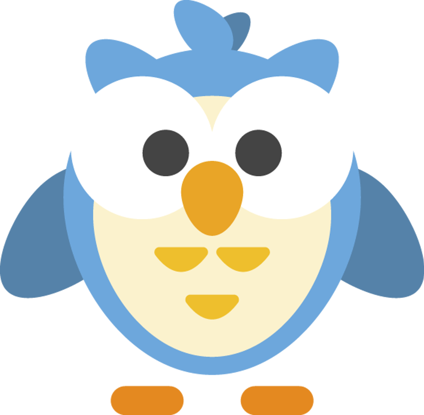 Illustrerad blå uggla.