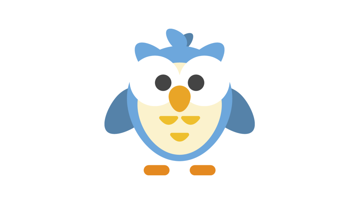 Illustrerad blå uggla.